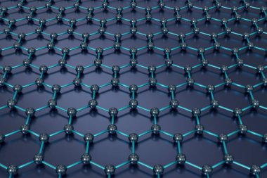 Graphene molecular grid, hexagonal atomic structure - nanotechnology background 3d rendering clipart