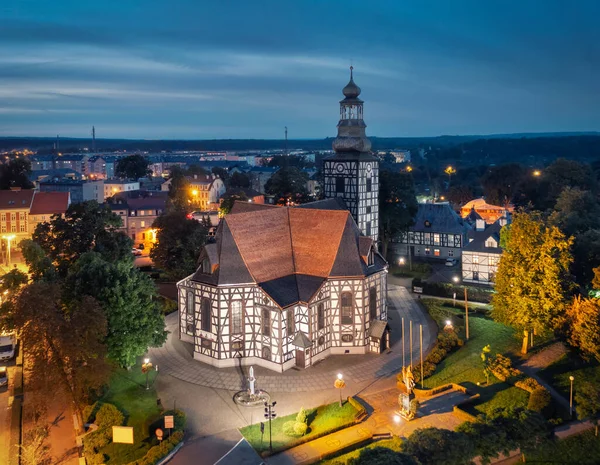 Milicz Poland Aerial View Half Timbered Church Saint Andrew Bobola — Stock Photo, Image