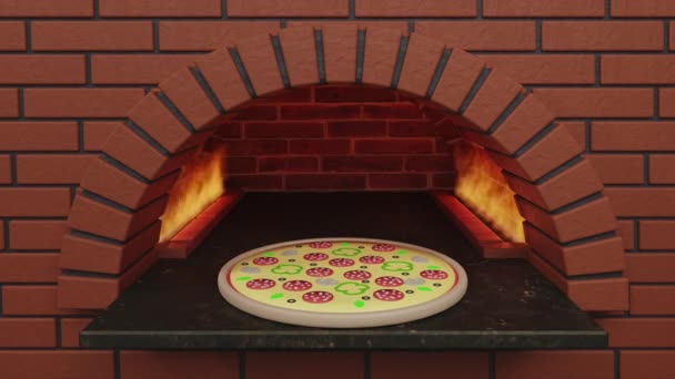 Ogniste Oparzenia Piecu Pizzy Płynny Pętla Renderowane Wideo — Wideo stockowe