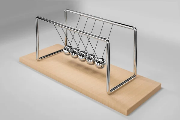 Newton Cradle Device Swinging Spheres Rendering —  Fotos de Stock