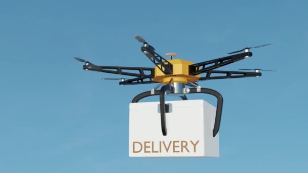 Drone Entrega Com Contêiner Carga Céu Sem Costura Loopable Renderização — Vídeo de Stock