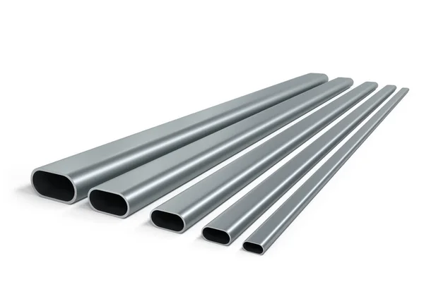 Set Oval Steel Pipes Different Size Isolated Render — Photo