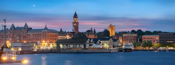 Helsingborg Sweden Panoramic Skyline Dusk — Stock fotografie