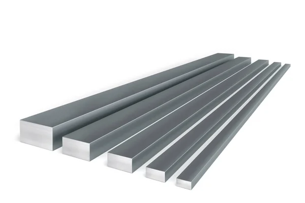 Set Rectangular Steel Bars Different Size Isolated White Background Illustration — Fotografia de Stock