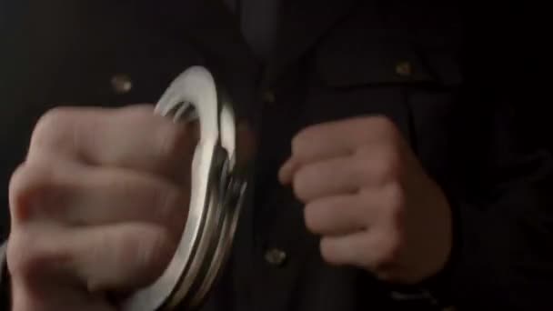 Striking blow with the fist, close-up. Punch combat. Using brass knuckles. — Stock Video