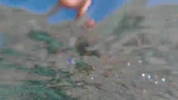 Mama z dzieckiem w wodzie podczas relaksu na morzu. Turystyka oceaniczna i rekreacja. — Wideo stockowe