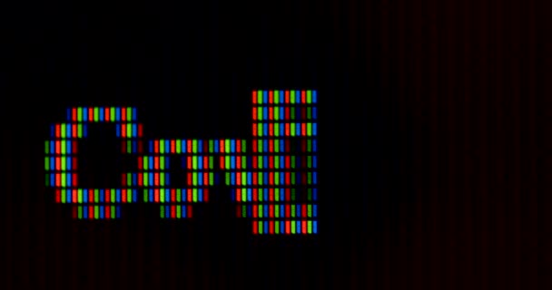 La inscripción en letras covid-19 en la pantalla Pixel image. — Vídeos de Stock