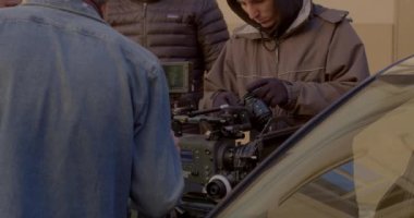 Çekimden önce hazırlık süreci. Sahne arkası film sahneleri 