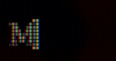 Erkek kelimesi monitörde piksel harflerle yazılır. RGB yazı tipi oluşturma.