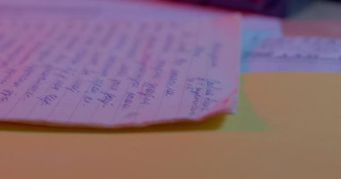 Camera movement handwritten text abstract text Agent notes after undercover work
