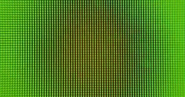 Farklı renkler gösteren makro LCD monitör pikselleri. Yeşil kırmızı, mavi. Kenarlara bulanık odaklanma. Dinamik sıçrama ekranı.