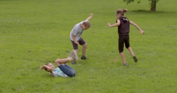 Kinder Spielen Aktiv Park Freundschaftskind Syndrom Philosophie Die Alle Einschließt — Stockvideo