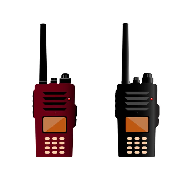 Walkie talkie and police radio or radio communication — Stock Vector
