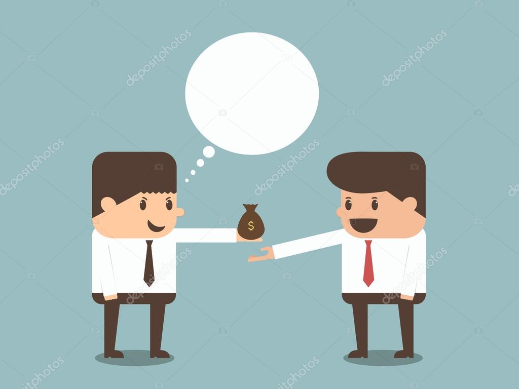 businessman giving money to other businessman vector eps10