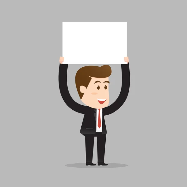 Businessman holding blank sign — Stock Vector