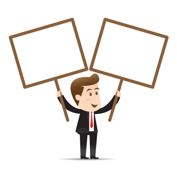 Businessman holding blank sign — Stock Vector