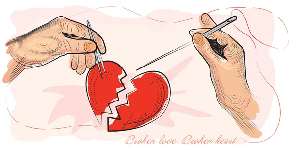 Un amour brisé. Coeur brisé . — Image vectorielle