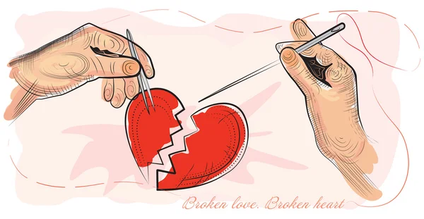 Amor roto. Corazón roto. . — Vector de stock