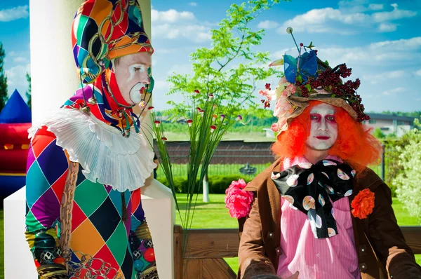 Clowns on the children's holiday — Stock Photo, Image