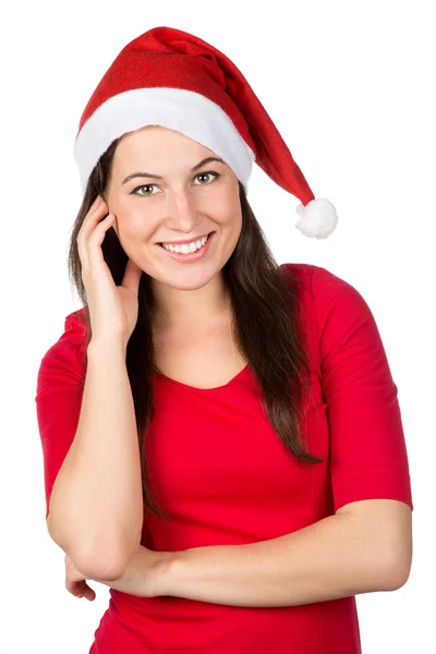Mooie brunette vrouw in Kerst outfit — Stockfoto