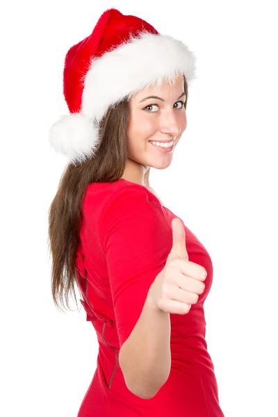 크리스마스 옷에 예쁜 갈색 머리 여자 — 스톡 사진