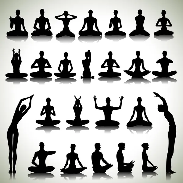 Set of yoga silhouettes