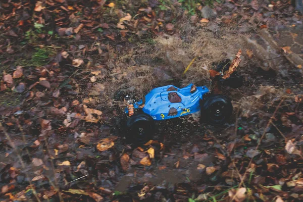 Ferngesteuerte Buggys Autorennen Prozess Der Drahtlosen Modell Spielzeugauto Rallye Road — Stockfoto