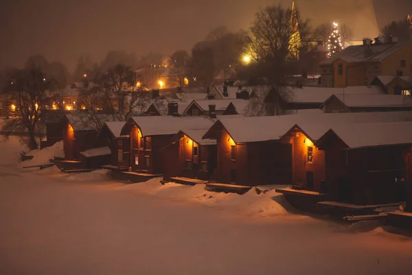 Vista Serale Natale Invernale Porvoo Borga Finlandia Uusimaa Con Neve — Foto Stock