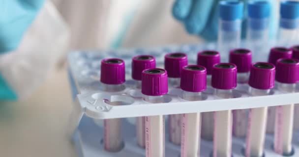 Processo Exame Antígeno Pcr Coronavírus Pelo Enfermeiro Médico Laboratório Kit — Vídeo de Stock