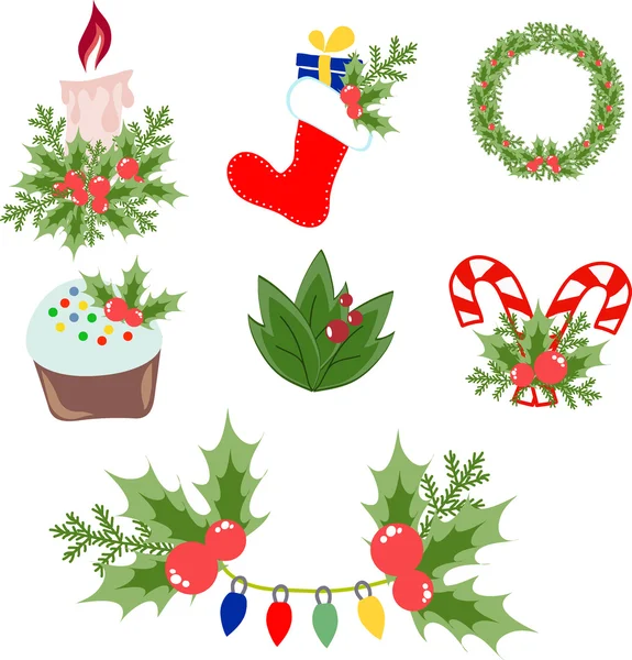 Illustration vectorielle des décorations de Noël — Image vectorielle