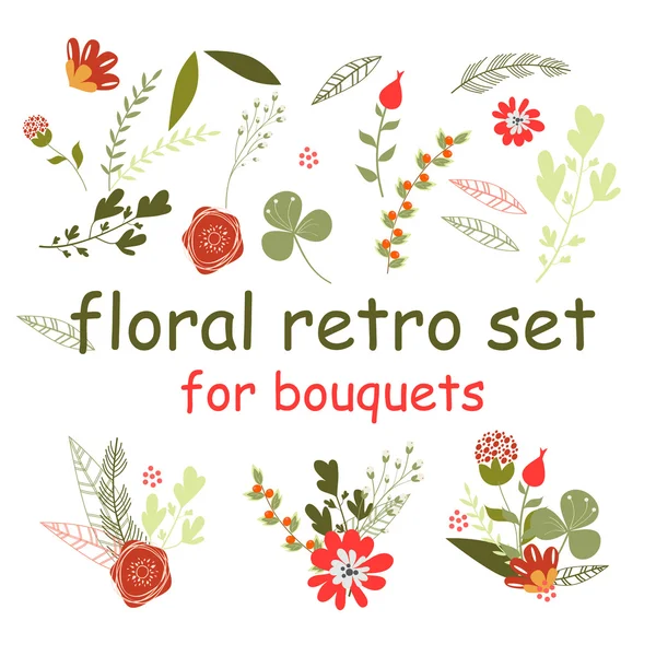Florales Retro-Set lizenzfreie Stockillustrationen