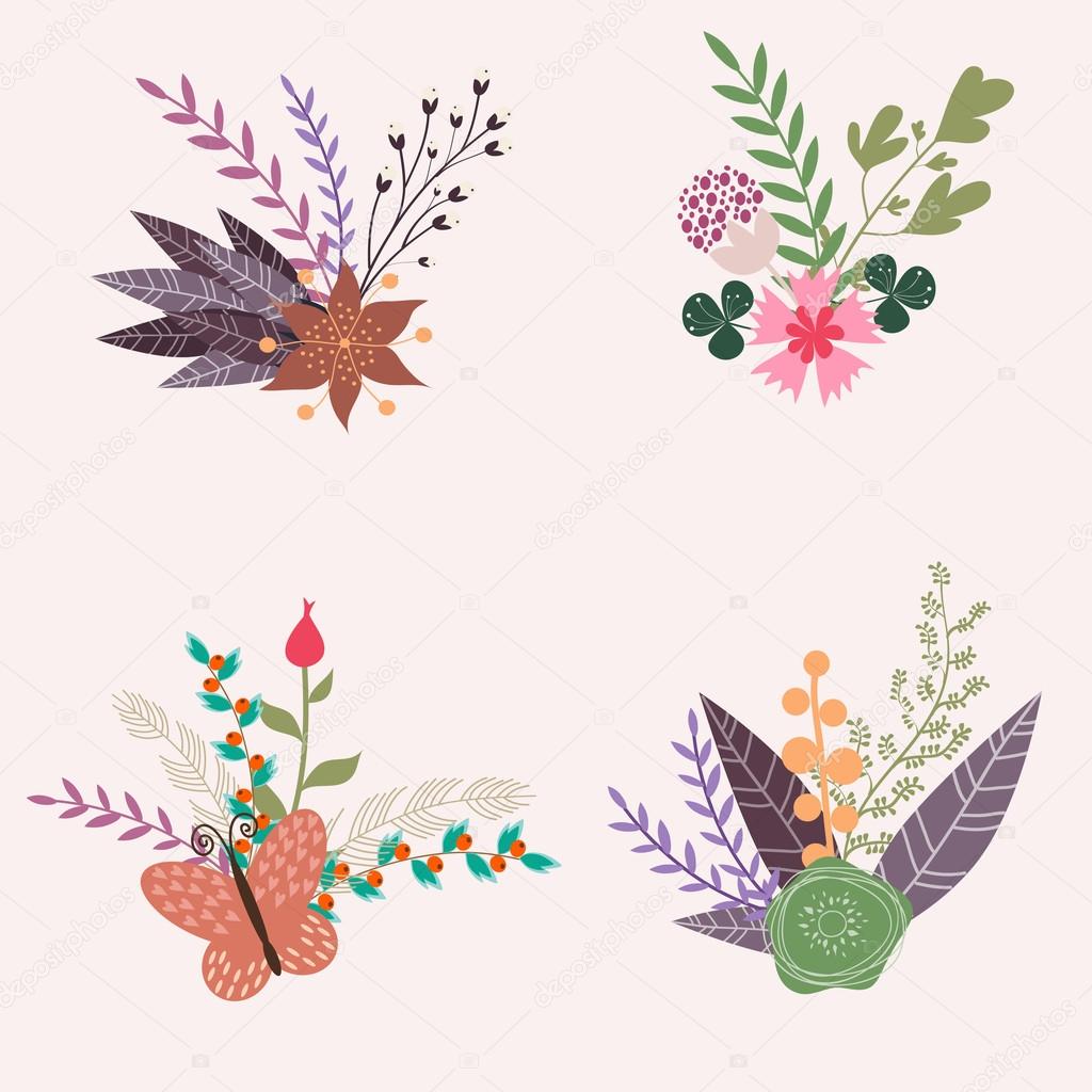 Set of vector flower bouquets