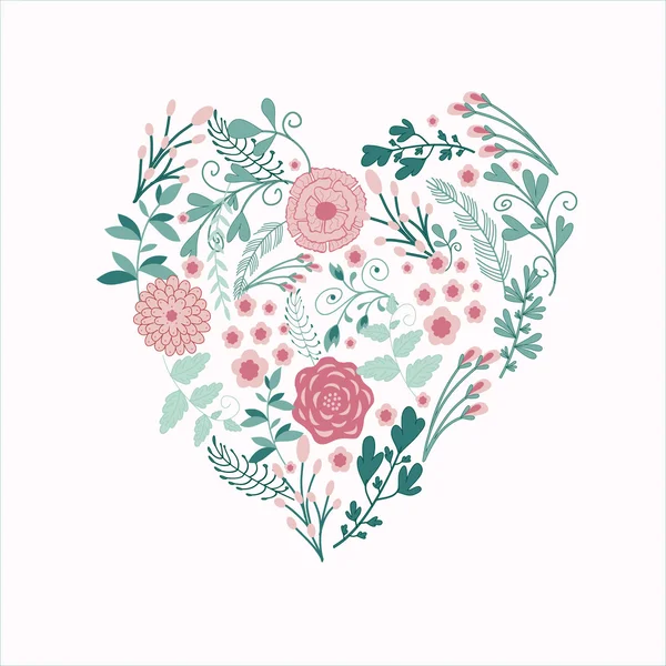 Tarjeta de corazón floral — Archivo Imágenes Vectoriales