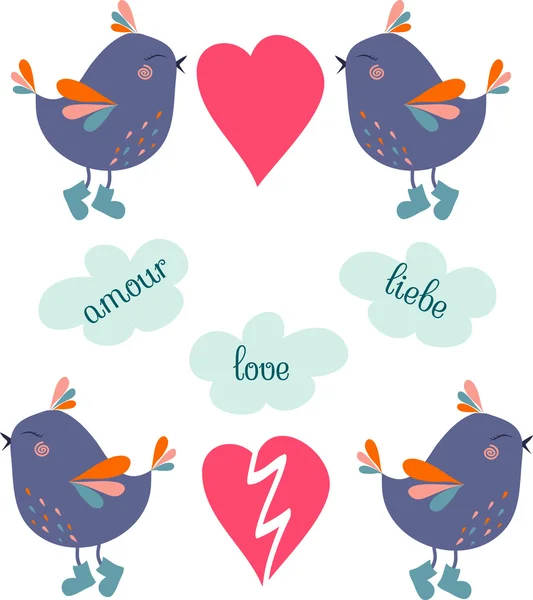 Dibujos animados aves vector ilustración para niños — Archivo Imágenes Vectoriales