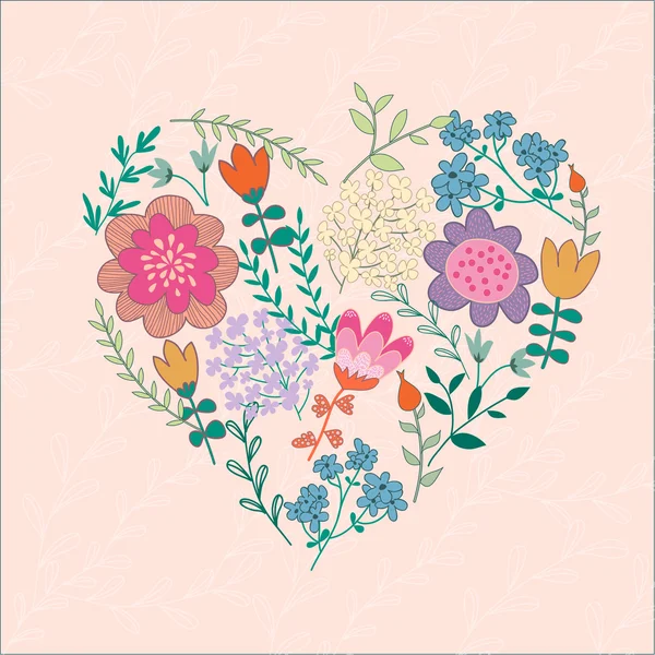 Corazón de flores — Vector de stock