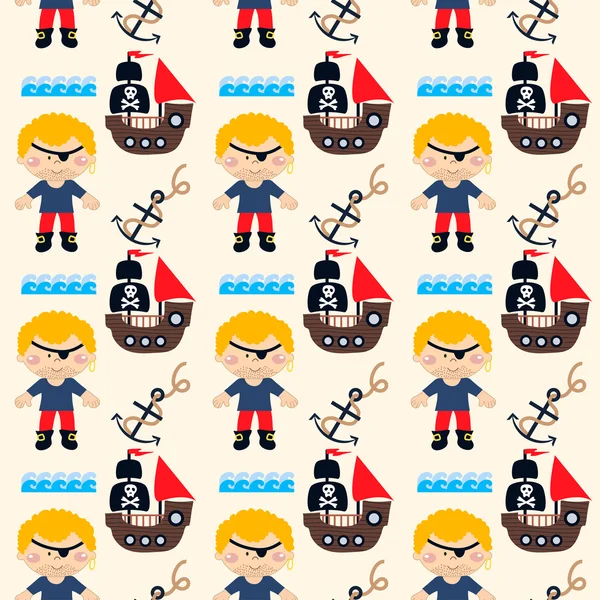 Seamless pattern cartoon pirates. — Stock Vector