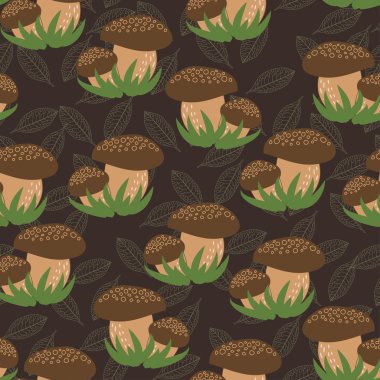 Retro mantar sonbahar geyik desen