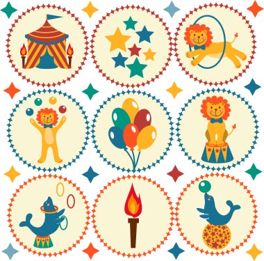 tatlı sirk hayvanları ile desen