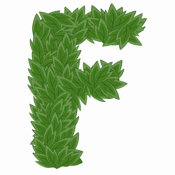 Letra F. Alfabeto de hojas — Vector de stock