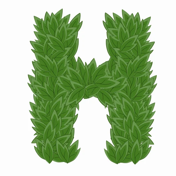 Letra H. alfabeto de hojas — Vector de stock