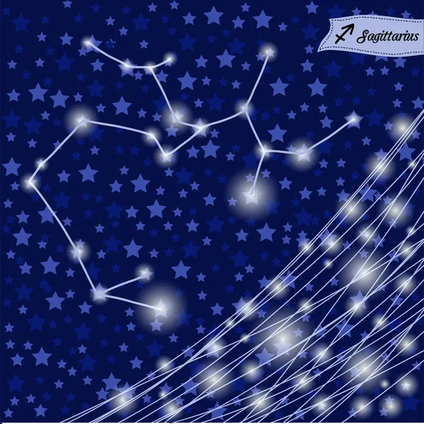 Sagittaire signe du zodiaque des étoiles brillantes — Image vectorielle