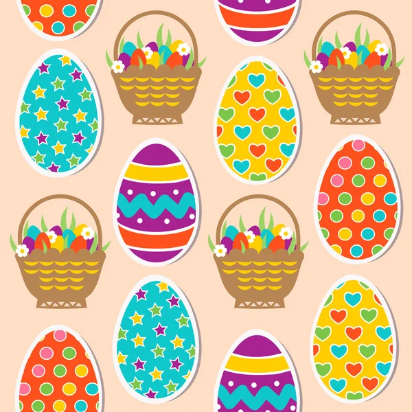 Padrão sem costura com ovos de Páscoa. ilustração vetorial — Vetor de Stock