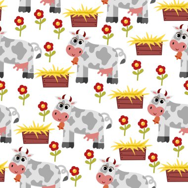 bir çiftlik ile Seamless modeli. vektör çizim