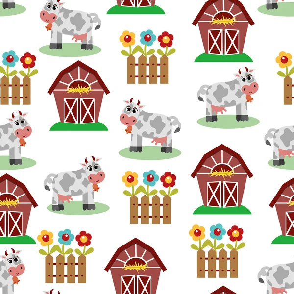 Seamless pattern with a farm. vector illustration — Stock Vector