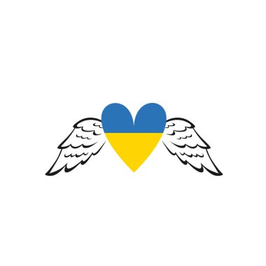 Ukrayna 'yı destekleyin. Ukrayna barış konsepti için dua edin. Mavi ve sarı bayrak simgesi