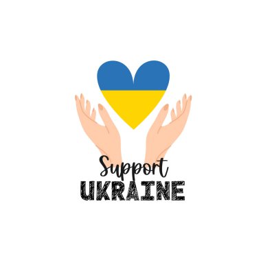 Ukrayna 'yı destekleyin. Ukrayna barış konsepti için dua edin. Mavi ve sarı bayrak simgesi