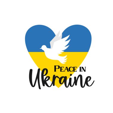 Ukrayna 'yı destekleyin. Ukrayna barış konsepti için dua edin. Mavi ve sarı bayrak simgesi