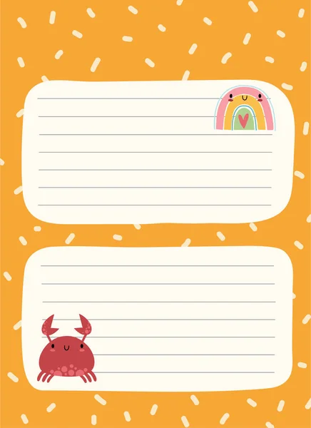 Happy Cute Kawaii Summer Fruit Weekly Daily Planner Note Paper — 图库矢量图片