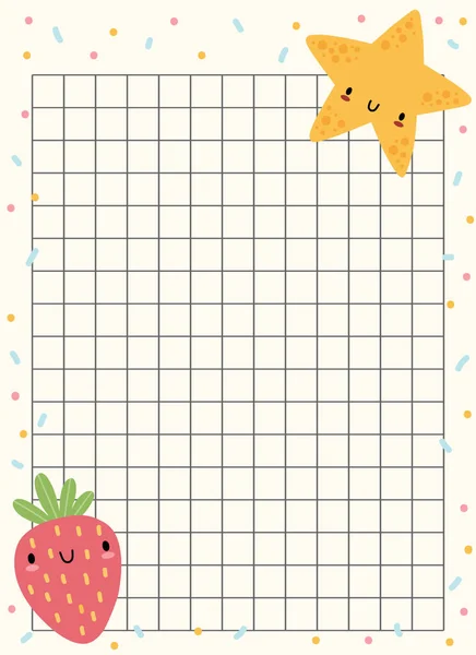 Happy Cute Kawaii Summer Fruit Weekly Daily Planner Note Paper — 图库矢量图片