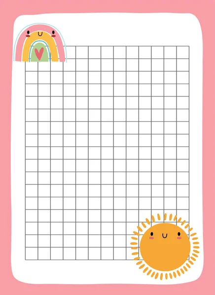 Happy Cute Kawaii Summer Fruit Weekly Daily Planner Note Paper Vektorová Grafika